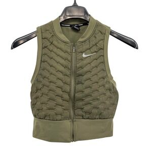 Nike Aeroloft Running Vest Women XS Pre-Owned Green Quilted Packable Lightweight